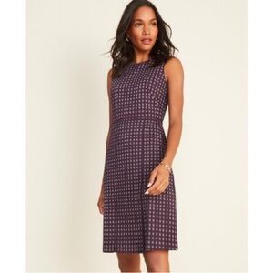 Ann Taylor | Sleeveless Checked Overlap A-Line Dress size 8
